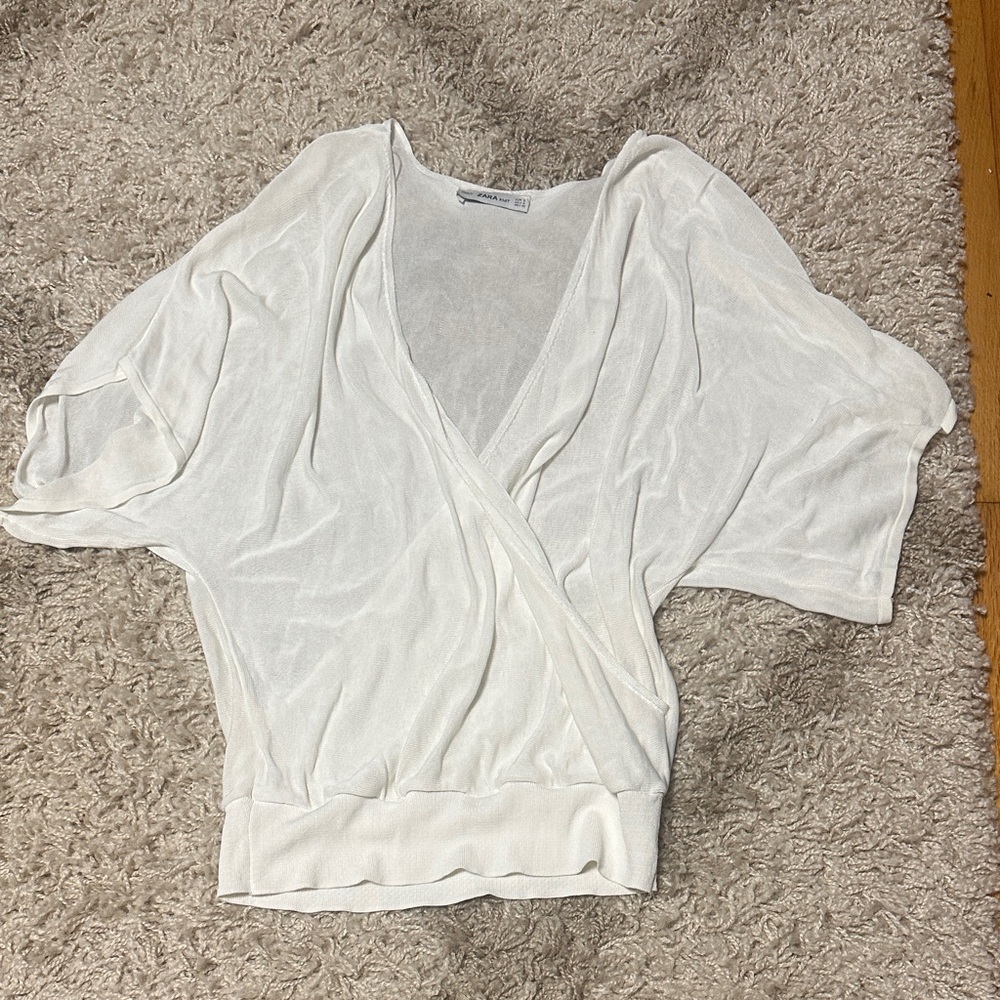 Zara White Wrap Blouse